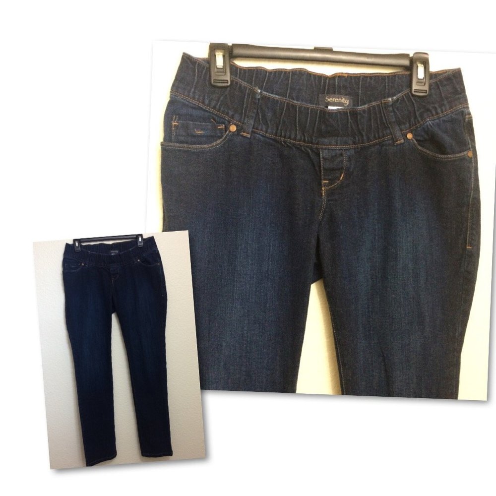 Serenity Maternity Jeans Elastic Waist Slim Leg